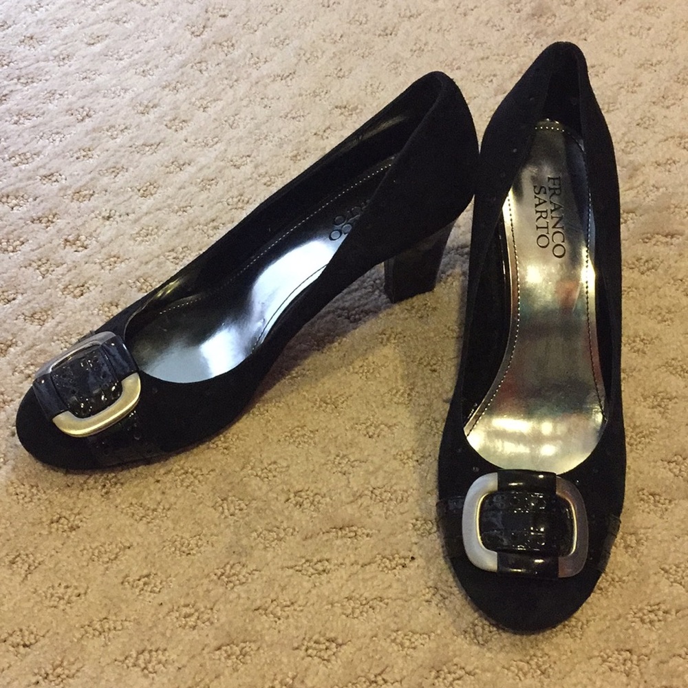 Black suede heels